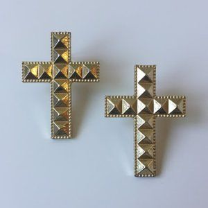 Gold Studded Cross Earrings